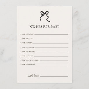 Elegant Minimal Bow Wishes For Baby Enclosure Card