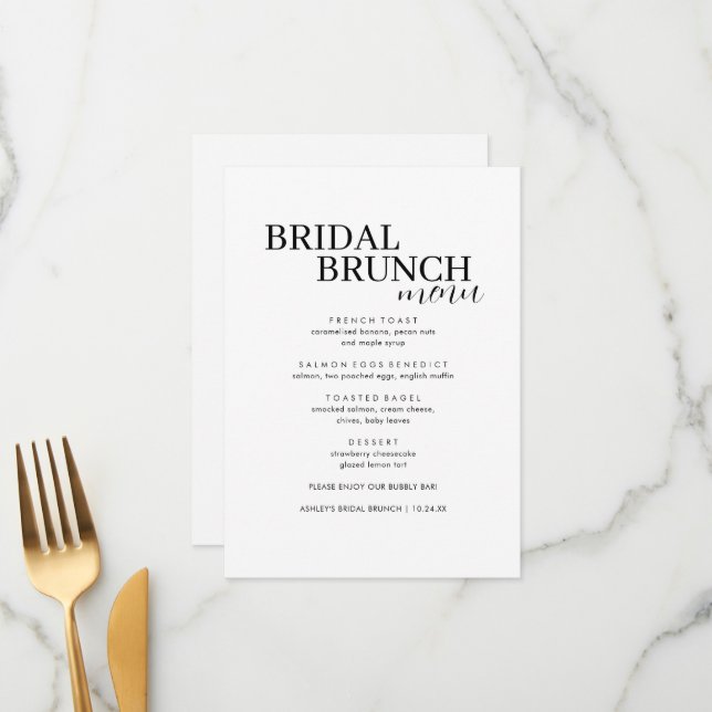 Elegant Minimal Bridal Brunch Menu (Front/Back In Situ)