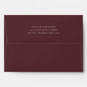 Elegant Minimal Burgundy Matching Return Address Envelope