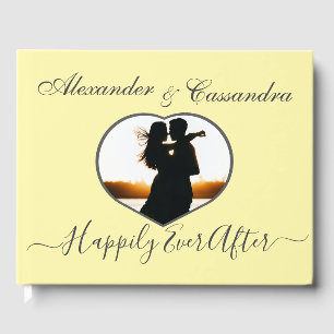  Elegant Minimal Butter Yellow Photo Wedding  Guest Book