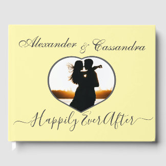 Elegant Minimal Butter Yellow Photo Wedding Guest Book