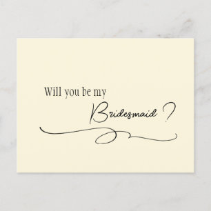Elegant Minimal Calligraphy Bridesmaid Proposal P Postcard