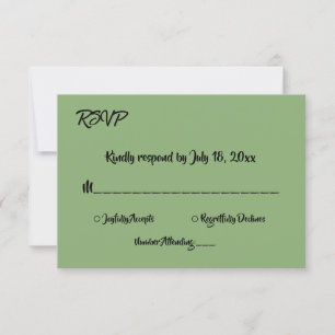 Elegant Minimal Calligraphy Green Modern Wedding RSVP Card