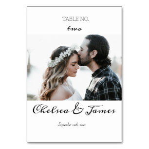 Elegant Minimal Calligraphy Photo  Table Number