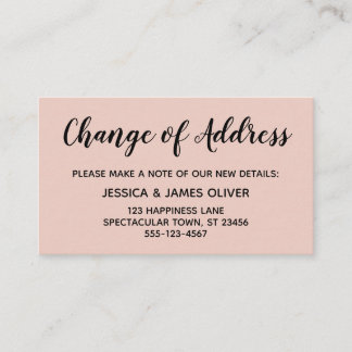 Elegant, Minimal Change of Address Blush Pink Enclosure Card