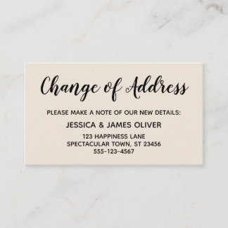 Elegant, Minimal Change of Address Cream Card