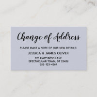 Elegant, Minimal Change of Address Dusty Blue Card