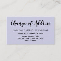 Elegant, Minimal Change of Address Lavender Card