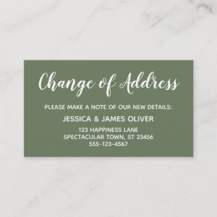 Elegant Minimal Change of Address Olive Green Card