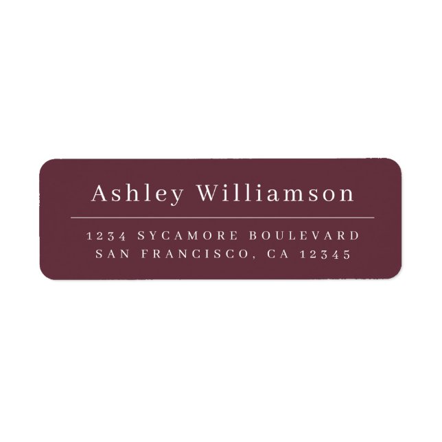 Elegant Minimal Chic Burgundy Return Address (Front)