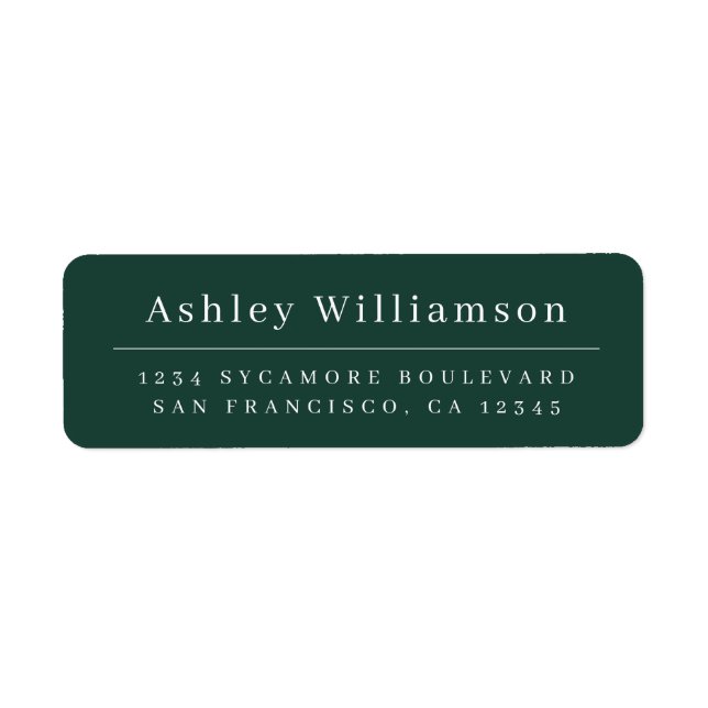 Elegant Minimal Chic Dark Green Return Address (Front)