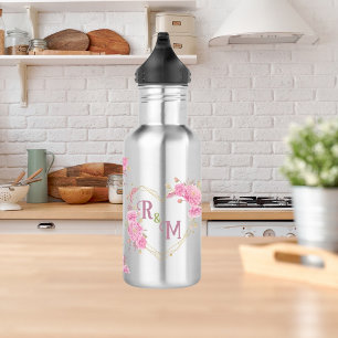 Elegant minimal Chic Initial letter monogram name 532 Ml Water Bottle