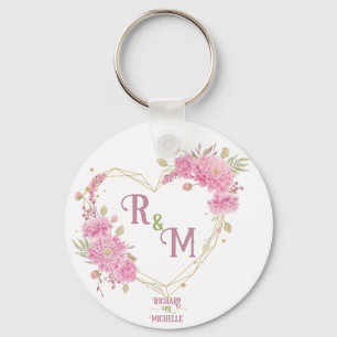 Elegant minimal Chic Initial letter monogram name Key Ring