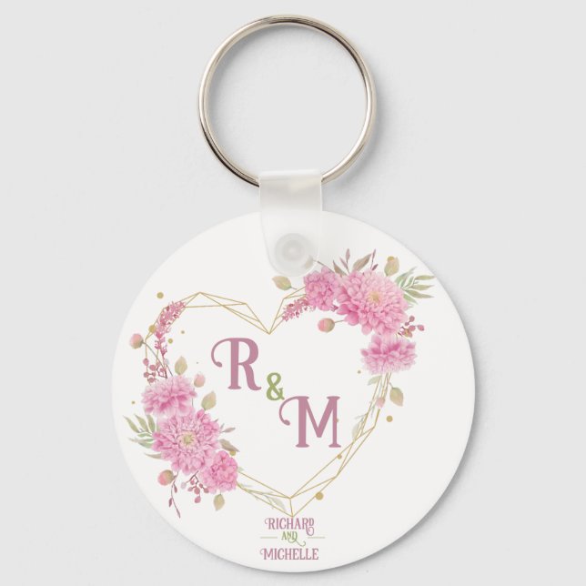 Elegant minimal Chic Initial letter monogram name Key Ring (Front)