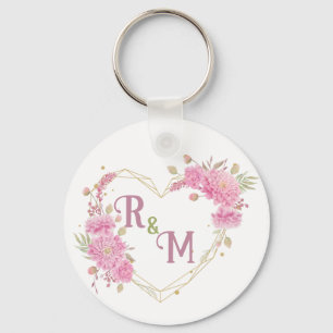 Elegant minimal Chic Initial letter monogram name Key Ring