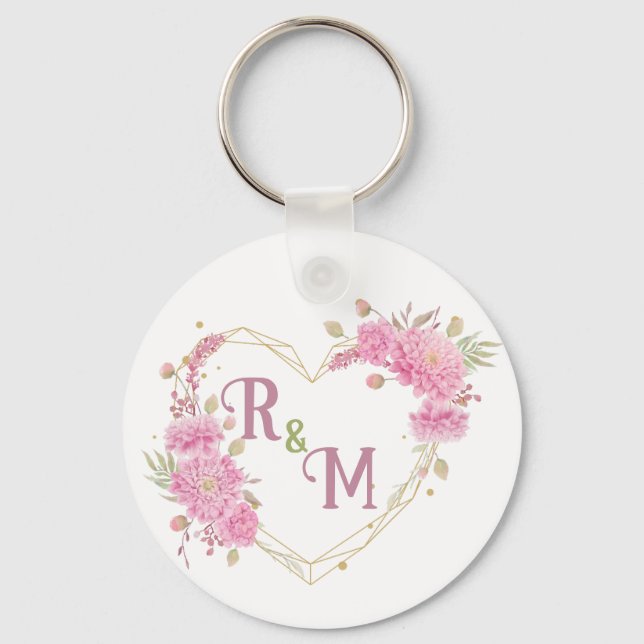 Elegant minimal Chic Initial letter monogram name Key Ring (Front)