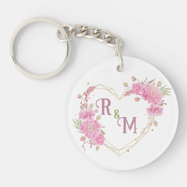 Elegant minimal Chic Initial letter monogram name Key Ring (Front)