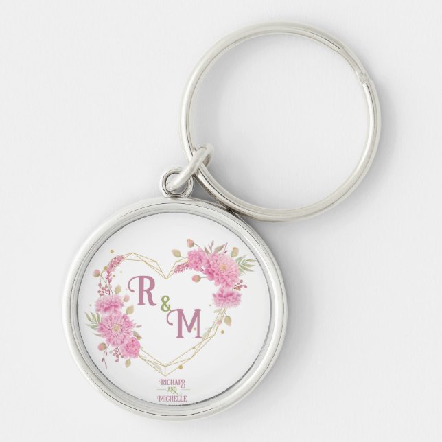 Elegant minimal Chic Initial letter monogram name Key Ring (Front)