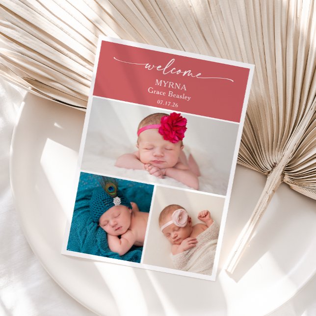 Elegant Minimal Chic Photo Baby Announcement Card (Creator Uploaded)