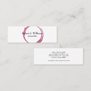 Elegant minimal chic red wine stain Sommeliere Mini Business Card