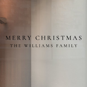 Elegant Minimal Christmas Family Name Entrance Window Cling