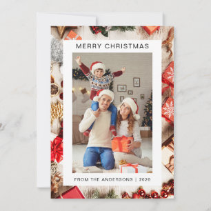 Elegant Minimal Christmas Modern Family 1 Photo Holiday Card