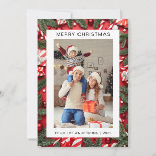 Elegant Minimal Christmas Modern Family 1 Photo Holiday Card