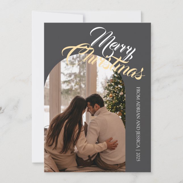 Elegant Minimal Christmas | Modern Family 1 Photo Holiday Card (Front)