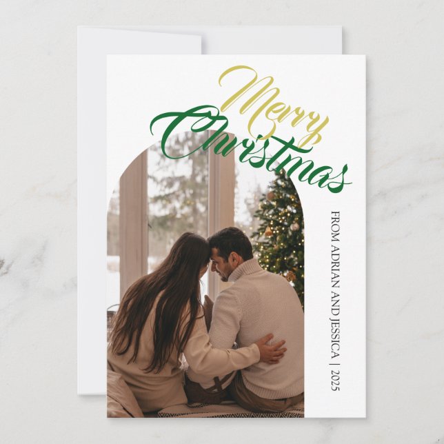Elegant Minimal Christmas | Modern Family 1 Photo Holiday Card (Front)