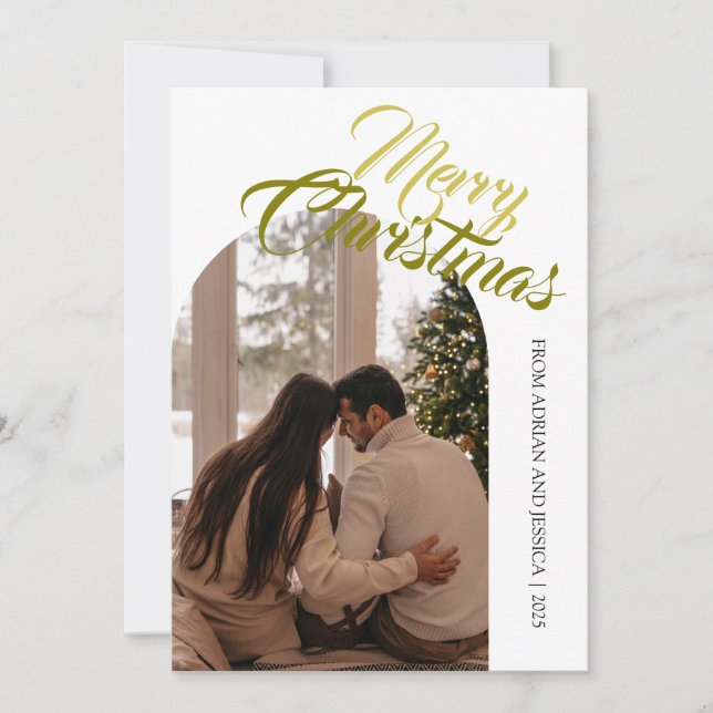 Elegant Minimal Christmas | Modern Family 1 Photo Holiday Card (Front)