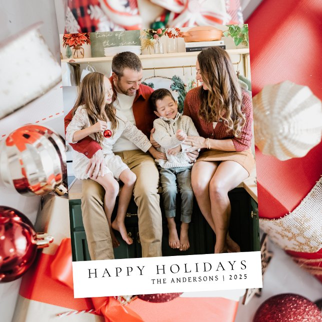 Elegant Minimal Christmas | Modern Family 1 Photo Holiday Card (Creator Uploaded)