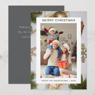 Elegant Minimal Christmas Modern Family 1 Photo Holiday Card