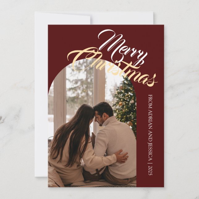 Elegant Minimal Christmas | Modern Family 1 Photo Holiday Card (Front)