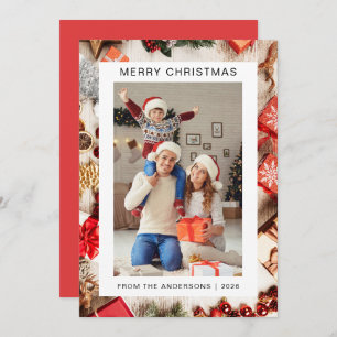 Elegant Minimal Christmas Modern Family 1 Photo Holiday Card