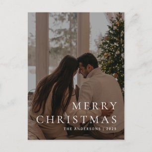 Elegant Minimal Christmas   Modern Family 1 Photo Holiday Postcard