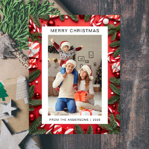 Elegant Minimal Christmas   Modern Family 1 Photo Holiday Postcard