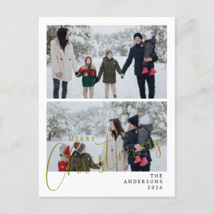 Elegant Minimal Christmas   Modern Family 2 Photo Holiday Postcard