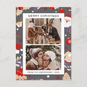Elegant Minimal Christmas   Modern Family 2 Photo Holiday Postcard