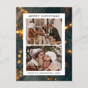 Elegant Minimal Christmas   Modern Family 2 Photo Holiday Postcard