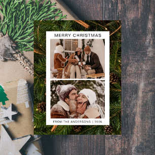 Elegant Minimal Christmas   Modern Family 2 Photo Holiday Postcard