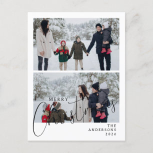 Elegant Minimal Christmas   Modern Family 2 Photo Holiday Postcard