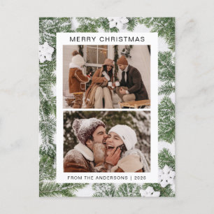 Elegant Minimal Christmas   Modern Family 2 Photo Holiday Postcard
