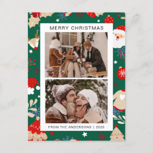 Elegant Minimal Christmas   Modern Family 2 Photo Holiday Postcard