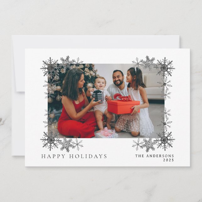 Elegant Minimal Christmas | Modern Family Portrait Holiday Card (Front)
