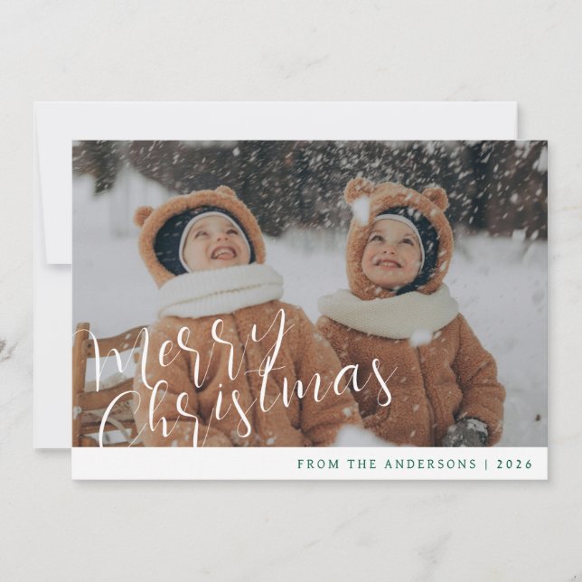 Elegant Minimal Christmas | Modern Family Portrait Holiday Card (Front)
