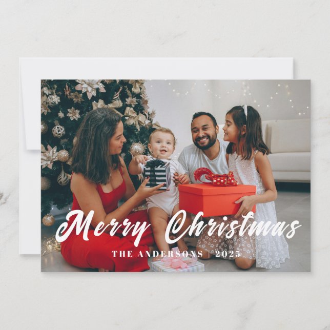 Elegant Minimal Christmas | Modern Family Portrait Holiday Card (Front)