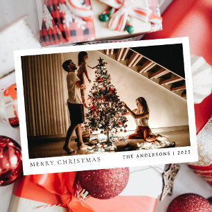 Elegant Minimal Christmas Modern Family Portrait Holiday Card