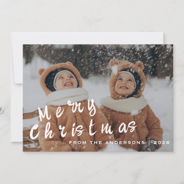 Elegant Minimal Christmas | Modern Family Portrait Holiday Card (Front)
