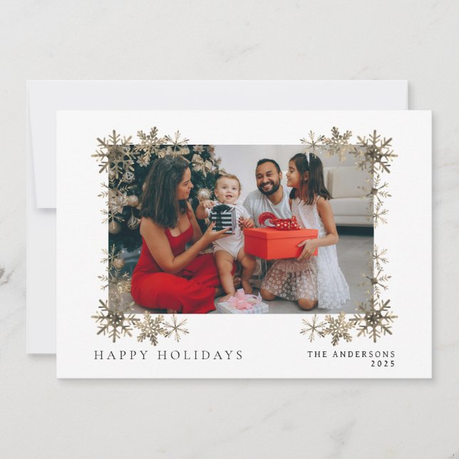 Elegant Minimal Christmas | Modern Family Portrait Holiday Card (Front)