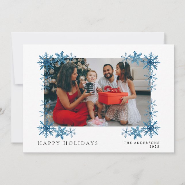 Elegant Minimal Christmas | Modern Family Portrait Holiday Card (Front)
